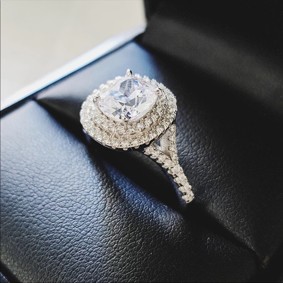 925 Silver Wedding Engagement Diamond Ring New - Picture 6 of 6